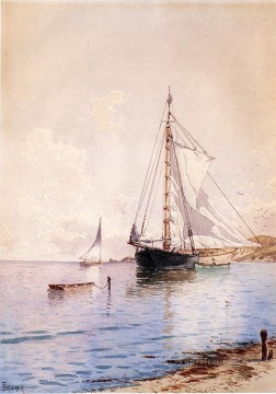  Thompson Pintura - Secando el Main en Anchor junto a la playa Alfred Thompson Bricher